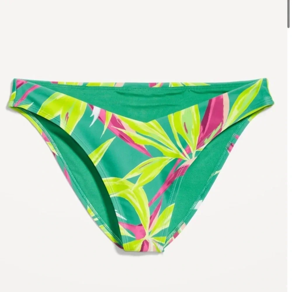 Old Navy Top & Bottom Swim Green Leaves Tropical Bright Colorful Size 4X Bikini